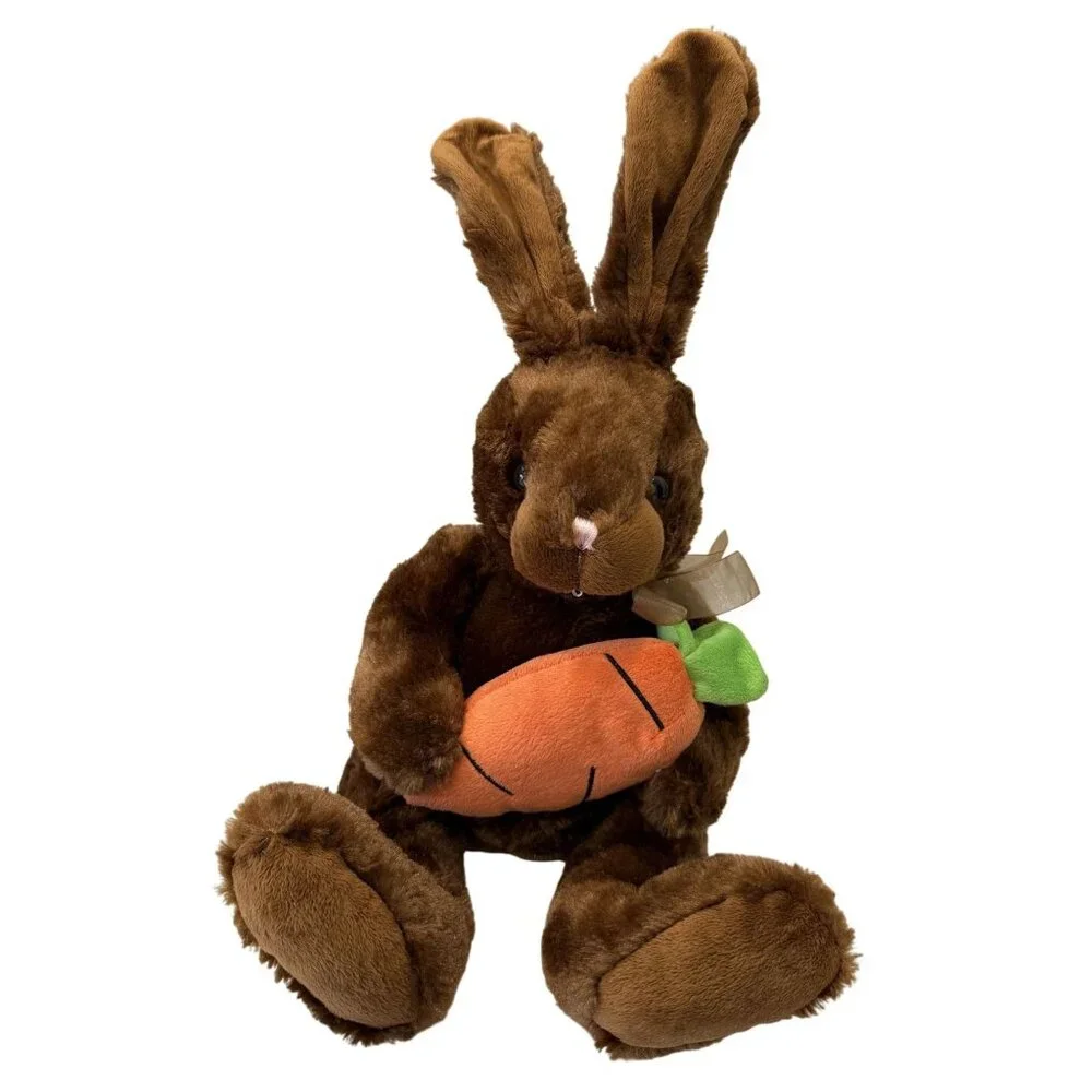 Wishpets Caramel Brown Plush Bunny Rabbit Carrot Floppy Ear Polyester Fiber 11" - Picture 1 of 8
